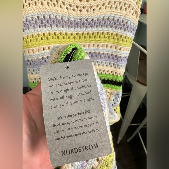 NWOT Ciebon Sahara Crochet Midi Sweater Dress - Green Multi - M - Picture 11 of 11